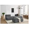 Canapé droit fixe 3 places JEANNE avec pouf tissu velours Bobochic