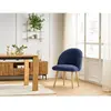 Chaise LALIE tissu texturé et pieds scandinaves bois bleu foncé   BOBOCHIC