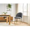 Chaise LALIE tissu texturé et pieds métal noir Gris foncé   BOBOCHIC TU