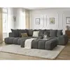 Canapé d'angle fixe EVEREST tissu chiné avec pouf Bobochic