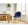 Chaise LALIE tissu texturé et pieds métal noir Bleu foncé   BOBOCHIC TU