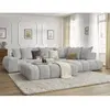 Canapé d'angle fixe EVEREST tissu chiné avec pouf Bobochic