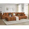 Canapé d'angle fixe EVEREST tissu chiné avec pouf Bobochic