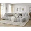Canapé d'angle fixe EVEREST tissu chiné avec pouf Bobochic