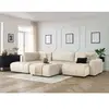 Canapé panoramique convertible coffre ARSENE tissu velours avec pouf Bobochic