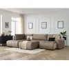 Canapé panoramique convertible coffre ARSENE tissu velours avec pouf Bobochic