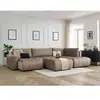 Canapé panoramique convertible coffre ARSENE tissu velours avec pouf Bobochic