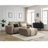 Canapé droit convertible coffre ARSENE tissu velours avec pouf Bobochic