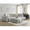 Canapé d'angle L convertible coffre LUCIEN tissu lisse avec pouf gris ...