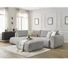 Canapé d'angle L convertible coffre LUCIEN tissu lisse avec pouf gris ...