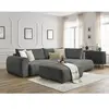 Canapé d'angle L convertible coffre LUCIEN tissu lisse avec pouf gris ...