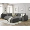 Canapé d'angle L convertible coffre LUCIEN tissu lisse avec pouf gris ...