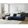 BOBOCHIC Canapé d'angle fixe LEONARD tissu texturé bleu foncé angle g...