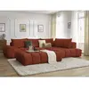 Canapé d'angle fixe EVEREST tissu texturé avec pouf Bobochic