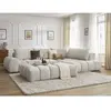 Canapé d'angle fixe EVEREST tissu texturé avec pouf Bobochic