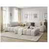 Canapé d'angle fixe EVEREST tissu texturé avec pouf Bobochic