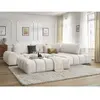 Canapé d'angle fixe EVEREST tissu texturé avec pouf Bobochic