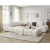 Canapé d'angle fixe EVEREST tissu texturé avec pouf Bobochic