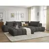 Canapé d'angle fixe EVEREST tissu texturé avec pouf Bobochic