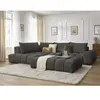 Canapé d'angle fixe EVEREST tissu texturé avec pouf Bobochic