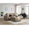 Canapé d'angle réversible convertible coffre ARSENE tissu velours avec pouf Bobochic
