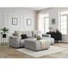Canapé d'angle réversible convertible coffre ARSENE tissu velours avec pouf Bobochic