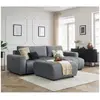 Canapé d'angle réversible convertible coffre ARSENE tissu velours avec pouf Bobochic