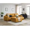 Canapé d'angle réversible convertible coffre ARSENE tissu velours avec pouf Bobochic