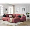 Canapé d'angle L convertible coffre ARSENE tissu velours avec pouf ora...