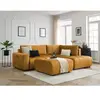 Canapé d'angle L convertible coffre ARSENE tissu velours avec pouf jau...