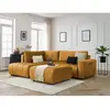 Canapé d'angle L convertible coffre ARSENE tissu velours avec pouf jau...