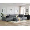 Canapé panoramique convertible coffre ARSENE tissu velours avec pouf Bobochic