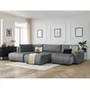 Canapé panoramique convertible coffre ARSENE tissu velours avec pouf Bobochic
