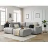 Canapé d'angle L convertible coffre ARSENE tissu velours avec pouf Bobochic