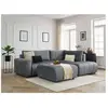 Canapé d'angle L convertible coffre ARSENE tissu velours avec pouf Bobochic