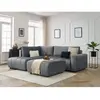 Canapé d'angle L convertible coffre ARSENE tissu velours avec pouf Bobochic