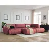 Canapé panoramique convertible coffre ARSENE tissu velours avec pouf Bobochic