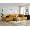 Canapé panoramique convertible coffre ARSENE tissu velours avec pouf Bobochic