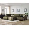 Canapé panoramique convertible coffre ARSENE tissu velours avec pouf Bobochic