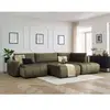 Canapé panoramique convertible coffre ARSENE tissu velours avec pouf Bobochic