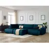 Canapé panoramique convertible coffre ARSENE tissu velours avec pouf Bobochic