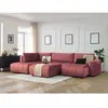 Canapé panoramique convertible coffre ARSENE tissu velours avec pouf Bobochic