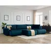 Canapé panoramique convertible coffre ARSENE tissu velours avec pouf Bobochic