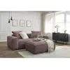 Canapé droit fixe 3 places ultra moelleux BOHEME tissu chiné avec pouf Bobochic