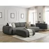 BOBOCHIC Canapé d'angle convertible coffre LUCIEN tissu lisse avec pou...