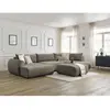 Canapé panoramique convertible coffre LUCIEN tissu lisse avec pouf Bobochic