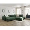 Canapé panoramique convertible coffre LUCIEN tissu lisse avec pouf Bobochic