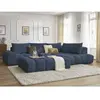 Canapé d'angle fixe EVEREST tissu chiné avec pouf Bobochic