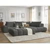 Canapé d'angle fixe EVEREST tissu chiné avec pouf Bobochic
