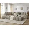 Canapé d'angle fixe EVEREST tissu chiné avec pouf Bobochic